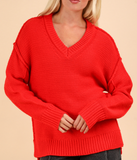 Oversized Chunky V Neck Casual Knit Sweater Top