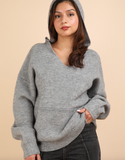 Cozy Oversized Knit Sweater Hoodie Top