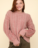 Two Tone Cozy Sweater Knit Top