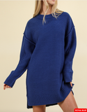 Chunky Round Neck Oversized Knit Sweater Mini Dress