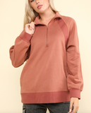 Oversized Sweatshirt Henley Knit Top