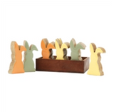 Green, Orange, And Yellow Wood Bunnies