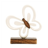 White Metal Butterfly On Stand