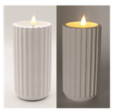 3 X 6 Inch White Ribbed Pottery Led Candle