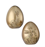 Resin Golden Egg With Bunny Embossed