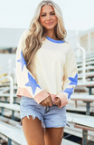 Star Patchwork Exposed Seam Oversized Sweatshirt