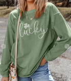 Rhinestone Lucky Clover St Patrick Sweatshirt