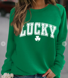 St. Patricks Lucky Clover Raglan Sleeve Sweatshirt