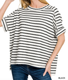 Stripe Jacquard Round-neck Box Tee