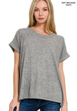 Soft Melange Hacci Short Sleeve Round Neck Top