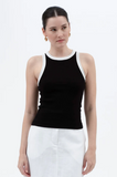 Contrast Trim Racerback Knit Tank Top