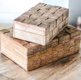 Nat. Wood Weave Boxes