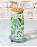 25oz Fern Glass Drink Cup W/straw