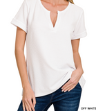 Melage Baby Waffle Henley Neck Short Sleeve Top