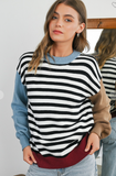 Striped Colorblock Patchwork Long Sleeve Sweater