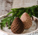 Dark Brown Flocked Pinecones