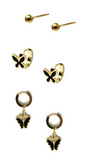 3 Set Of Ers-stainless Steel Huggie Hoop,butterfly