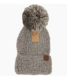 Multi Color Feather Knit Pom Beanie