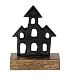 Sm Black Metal Spooky House Stand