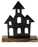 Lg Black Metal Spooky House Stand