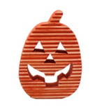 Sm Orange Ridged Wood Jack O Lantern