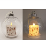 Large Plastic Ball Ornament W/cardinal Led Candle