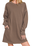 Oversized F/terry Pigment Dye +enzyme Washed Tunic Top