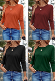 Asymmetric Seam Detail Solid Color Long Sleeve Top