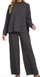 Raised Rib Mock Neck Long Sleeve Tee & Pants Set