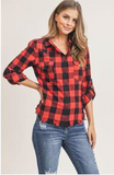 Buffalo Plaid Frayed Hem Shirt