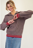 Zipper Front Knit Sweater Pullover