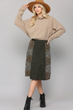 Leopard Knit Mixed A-line Skirts