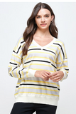 Multi Striped V Neck Knit Sweater