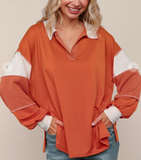 Boxy Fit Pullover Knit Top W/ Side Slits