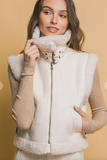 Faux Leather Shearling Belted Vest