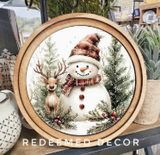 Round Snowman Deer Art