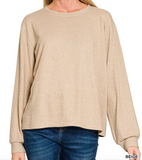 Soft Melange Hacci Round Neck Long Slv Tee
