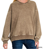 Acid Wash Oversized Fleece Pullover