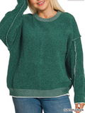 Exposed Seam Round Neck Sweater