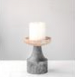 6 Black And Wood Candle Holder