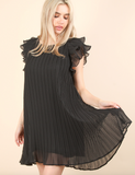 Ruffle Sleeve Pleated Woven Min Dress
