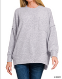 Brushed Melange Drop Shoulder Oversized Sweater