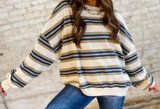 Stripe Crew Neck Drop Shoulder Pullover Sweatshirt