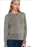 Two Tone Zip Up Sweater