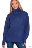Half Zip High Collard Pullover Sweater