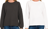 Double Knit Round Neck Long Sleeve Top