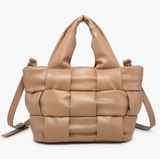 Magdelena Small Woven Tote In Taupe