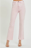High Rise Raw Hem Slit Straight Pants