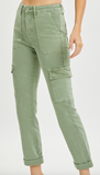 High Rise Cargo Roll Up Slim Straight Pants