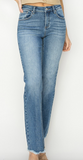 Mid Rise Fray Hem Bootcut Jeans